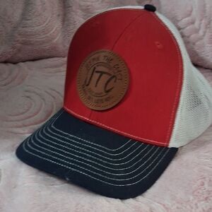 TC Red Cap with Brown Leather Patch